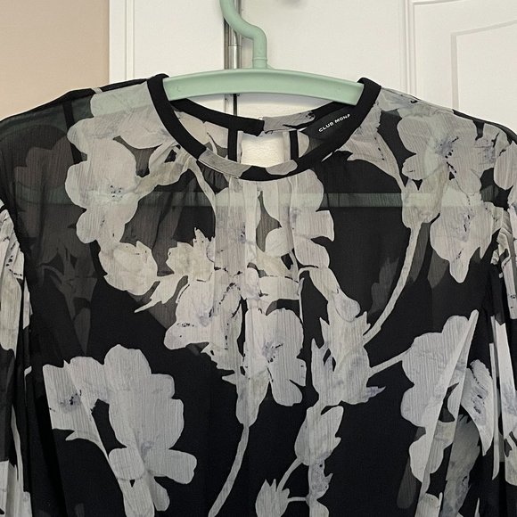 Club Monaco Linettah Dress Black with White Floral Print Size 0 - Picture 8 of 12